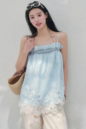Bouquet-Like Lace Babydoll Top