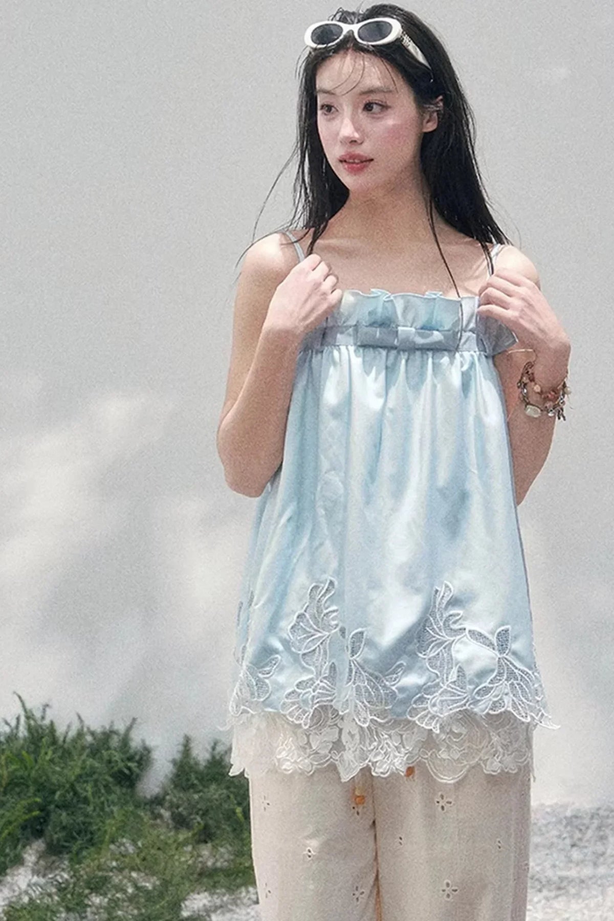 Bouquet-Like Lace Babydoll Top