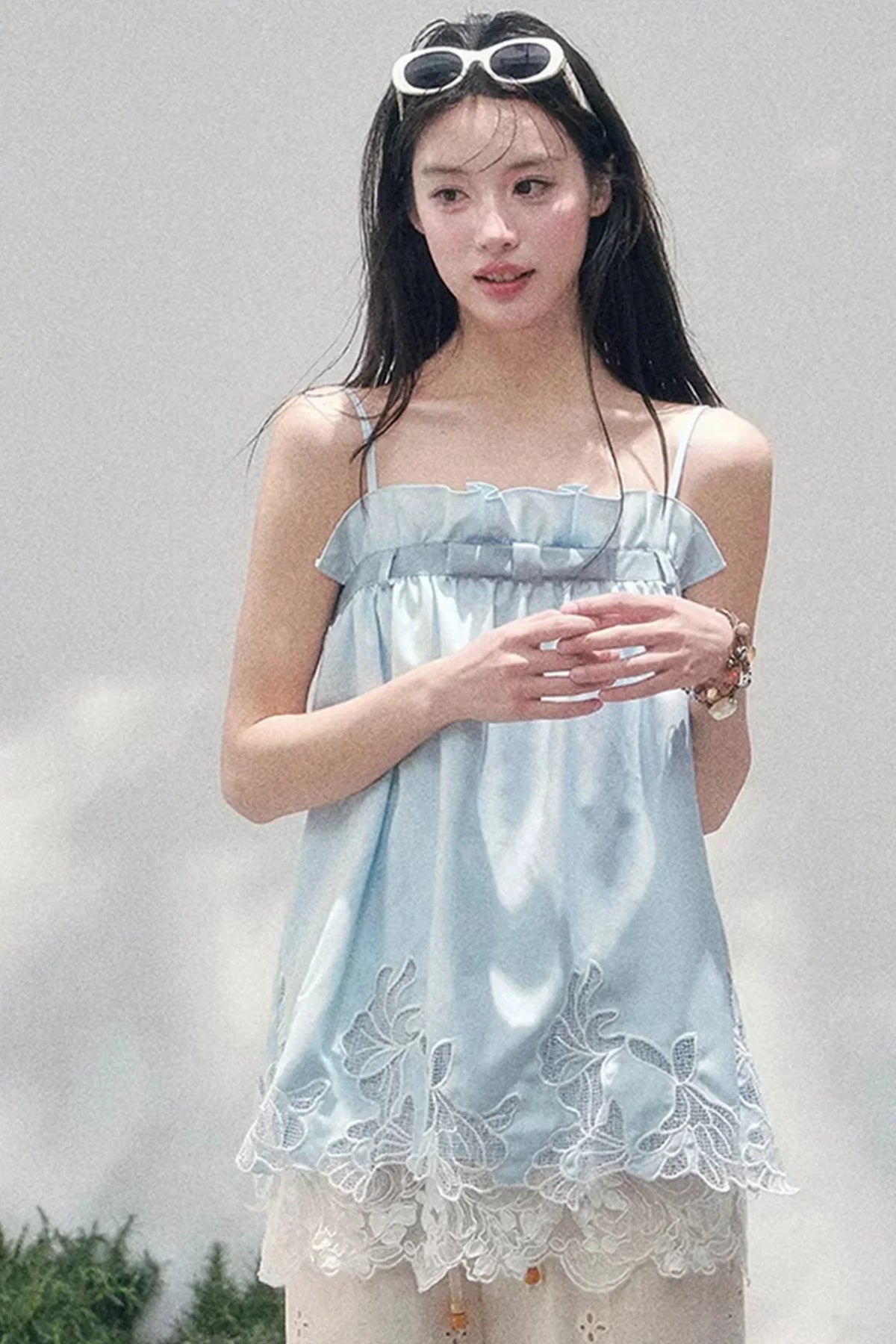 Bouquet-Like Lace Babydoll Top