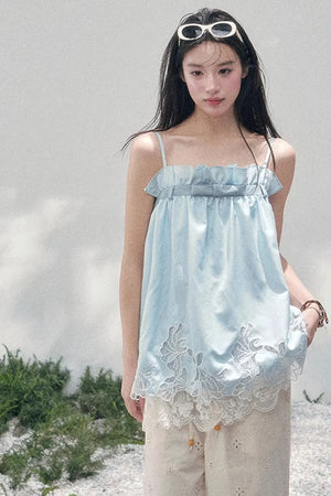 Bouquet-Like Lace Babydoll Top