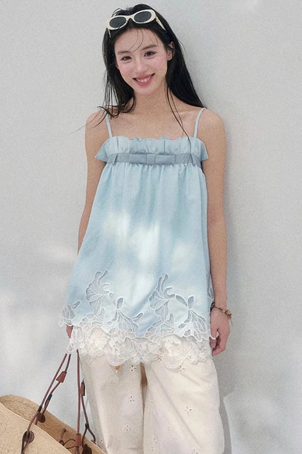 Bouquet-Like Lace Babydoll Top