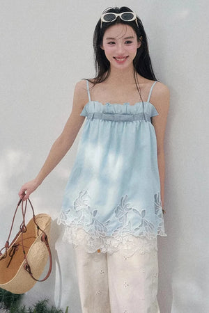 Bouquet-Like Lace Babydoll Top