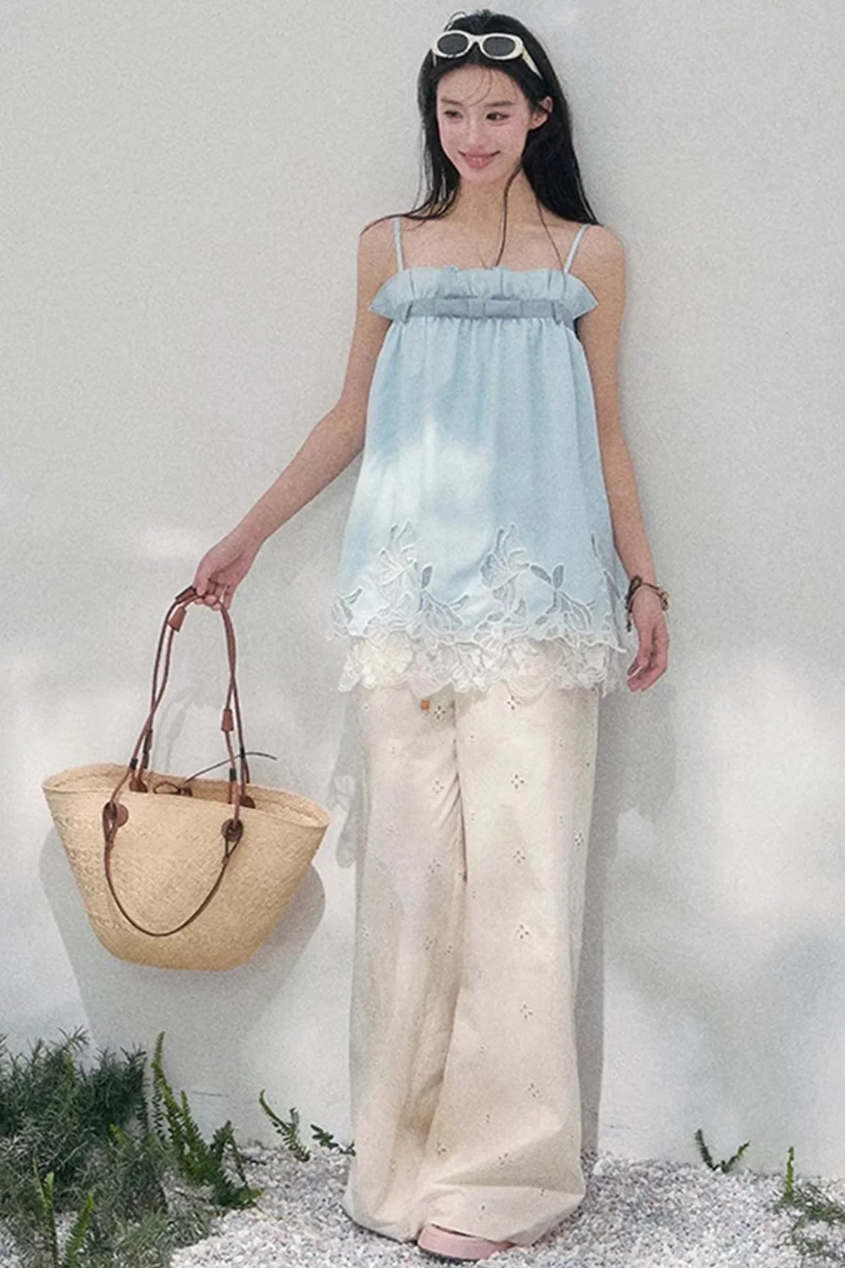 Bouquet-Like Lace Babydoll Top