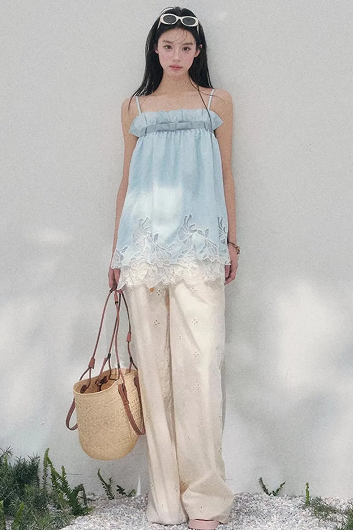 Bouquet-Like Lace Babydoll Top