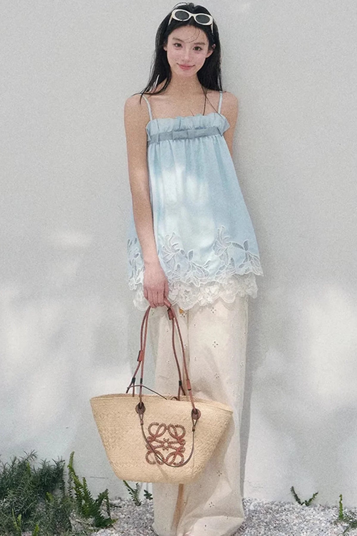 Bouquet-Like Lace Babydoll Top