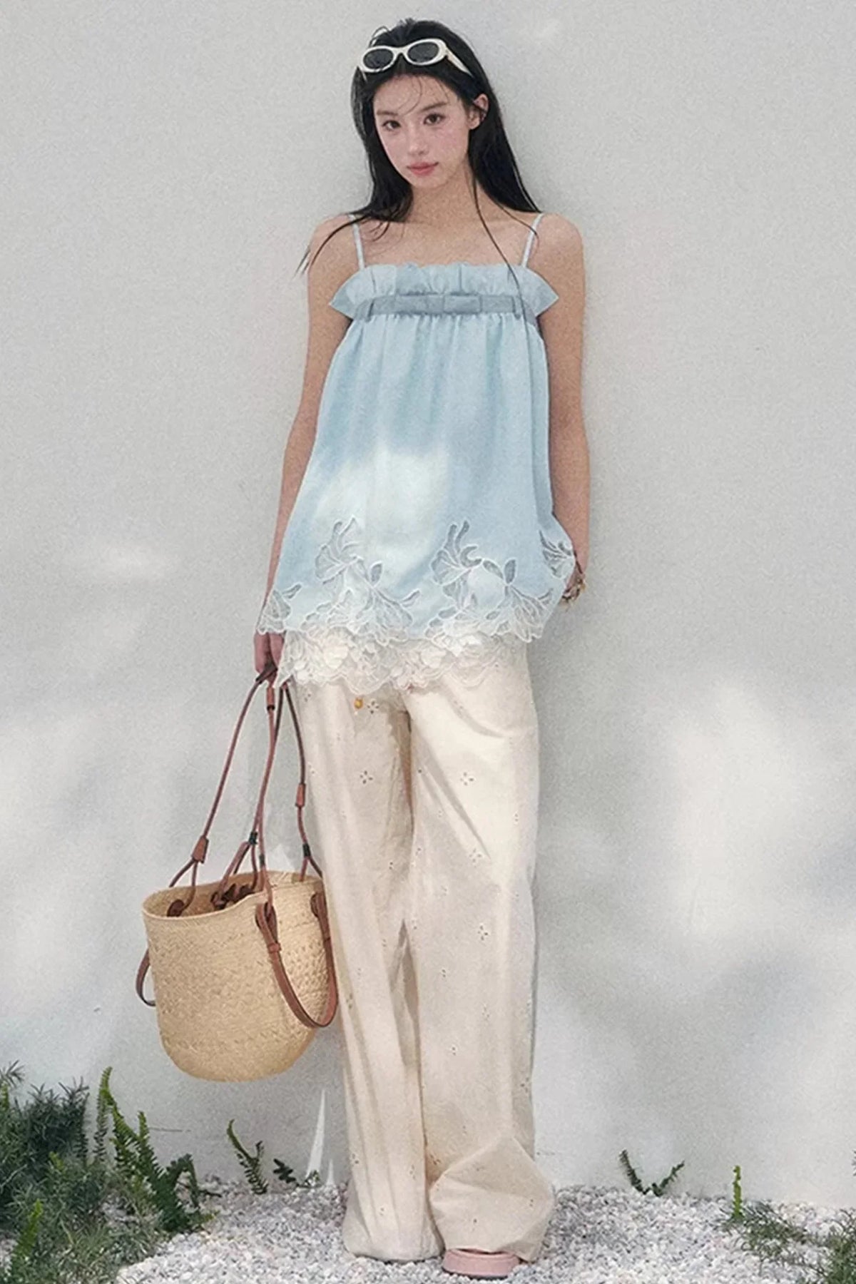Bouquet-Like Lace Babydoll Top