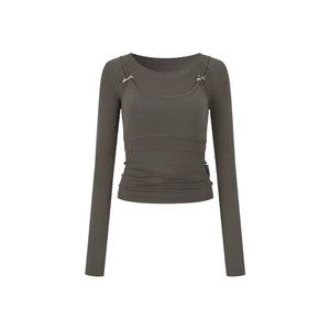 Bow Accent  Long Sleeve Tops