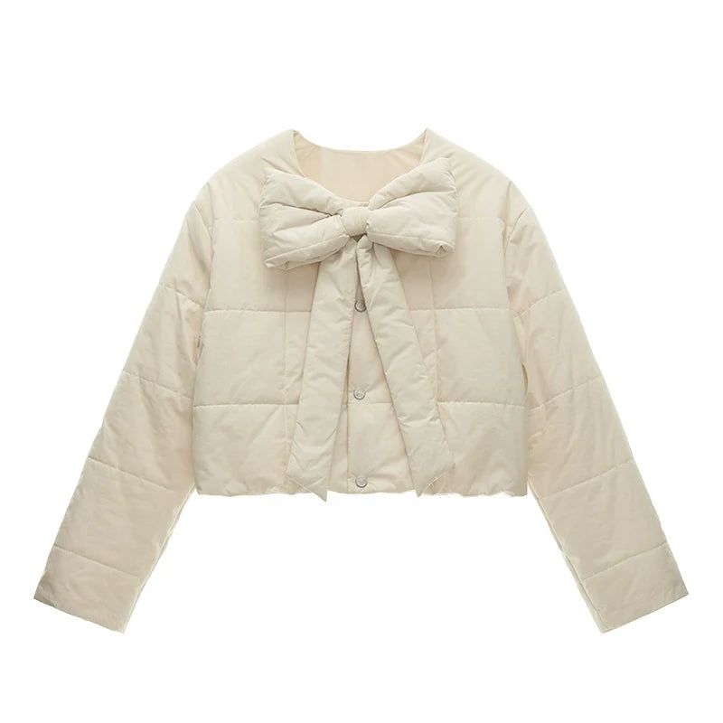 Bow Button Cropped Jacket