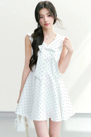 Bow Collar Polka Dot Dress