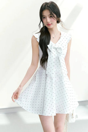 Bow Collar Polka Dot Dress