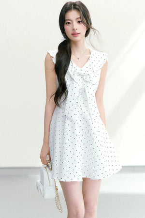 Bow Collar Polka Dot Dress