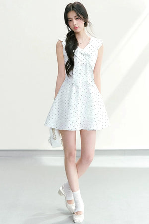 Bow Collar Polka Dot Dress