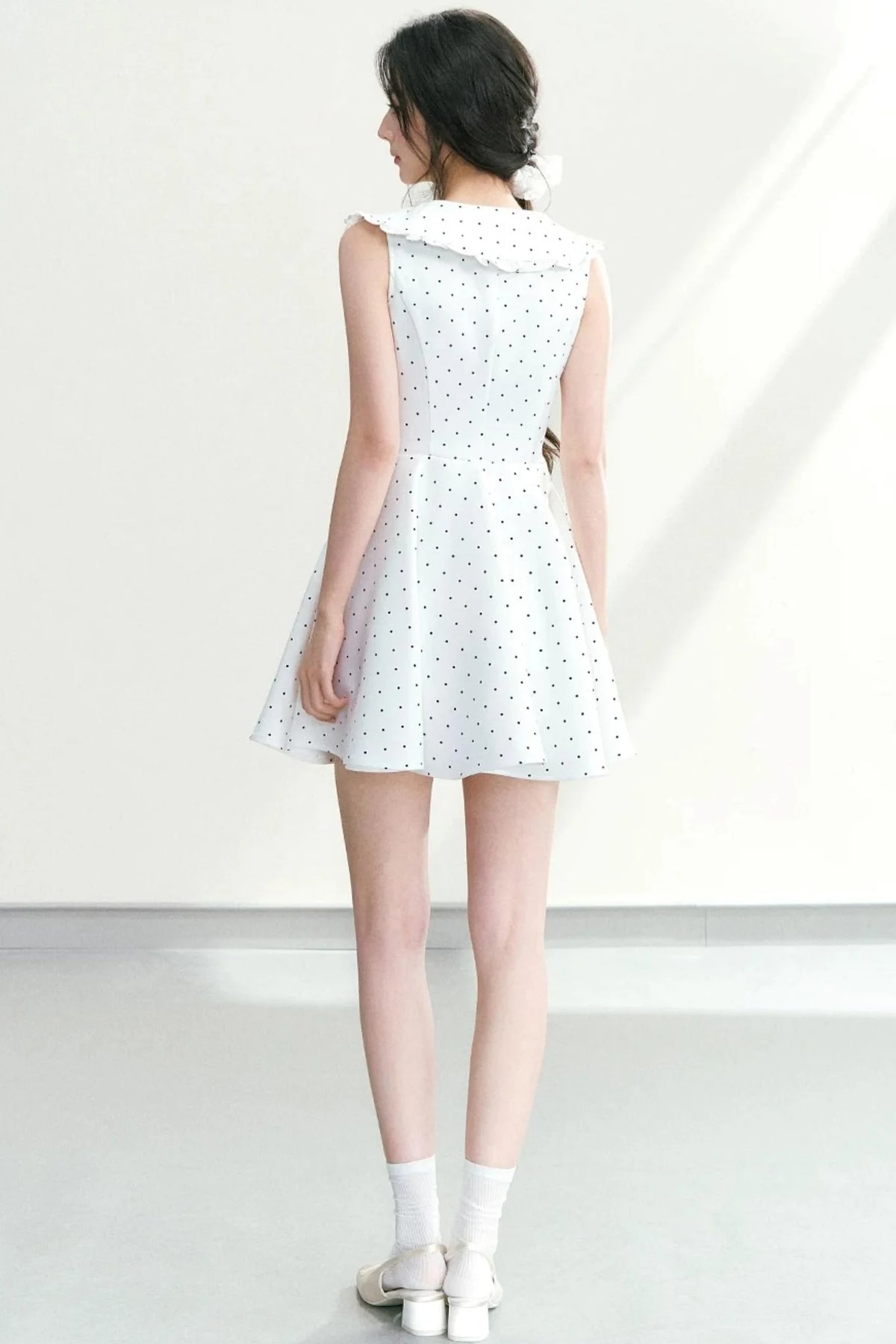Bow Collar Polka Dot Dress
