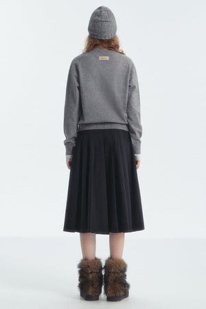 Bow Detail Checked V-Neck Jumper