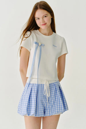Bow Detail Letter Print T-Shirt