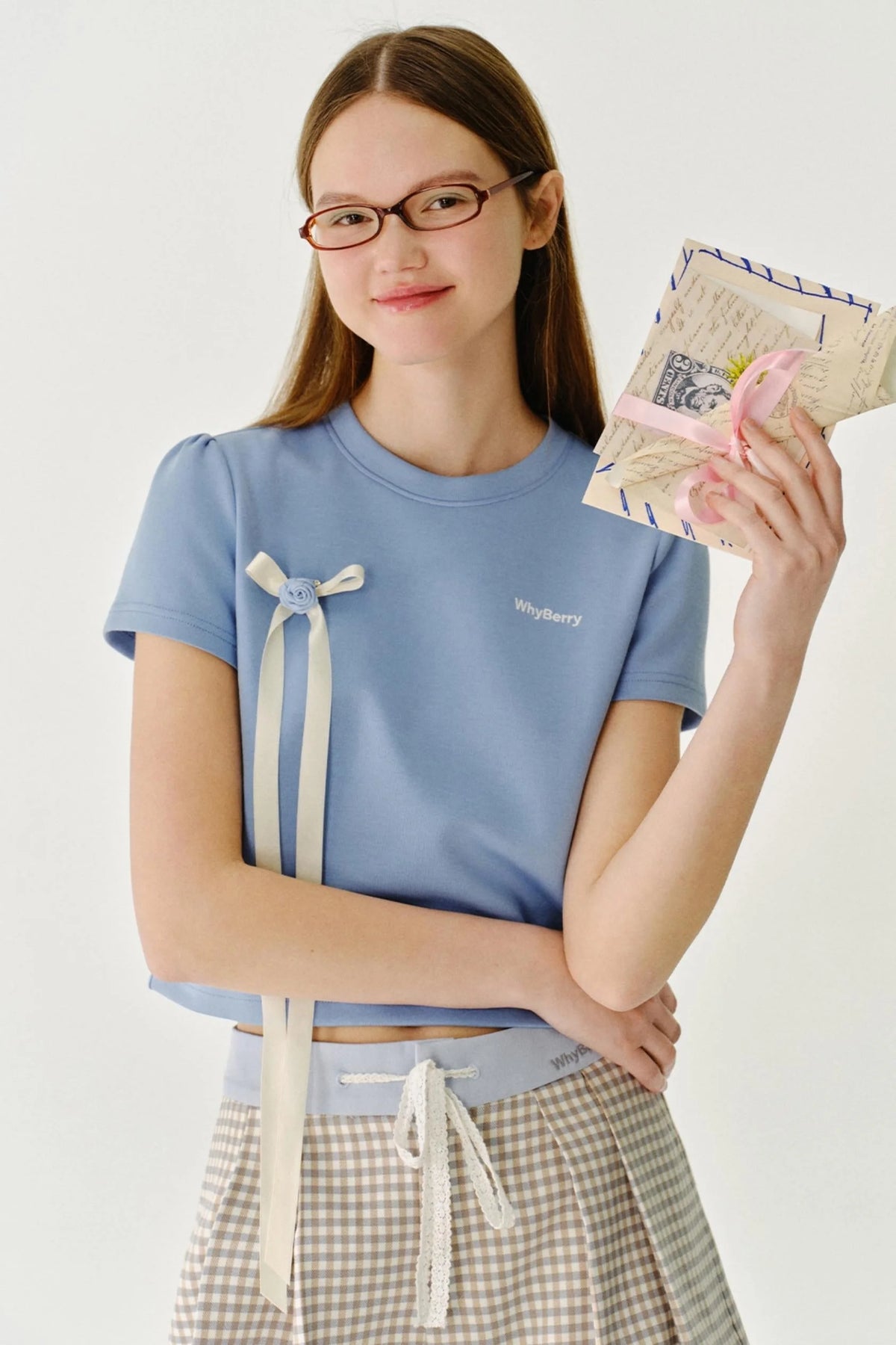 Bow Detail Letter Print T-Shirt
