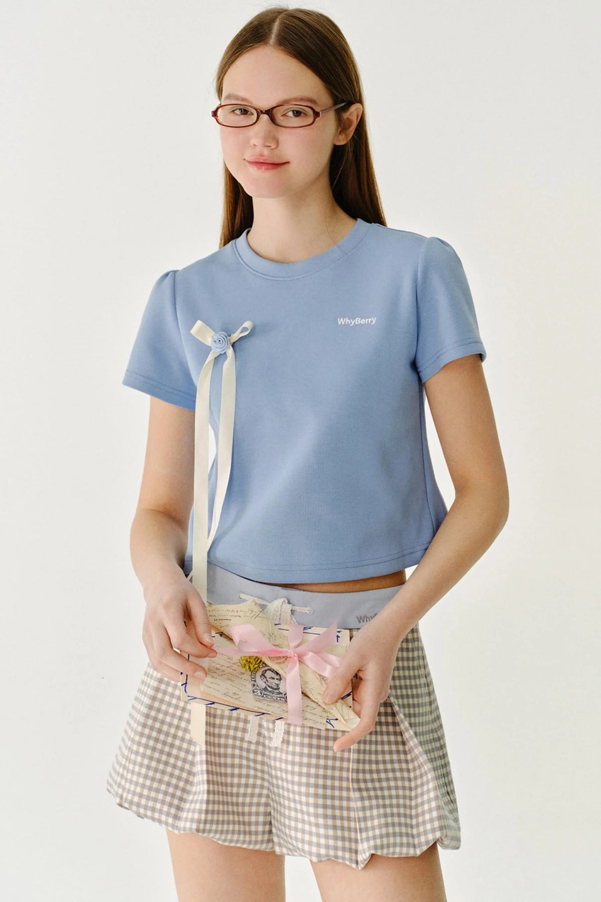 Bow Detail Letter Print T-Shirt