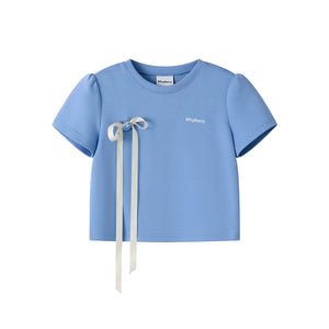 Bow Detail Letter Print T-Shirt