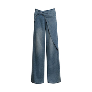 Bow-Detail Wide-Leg Jeans