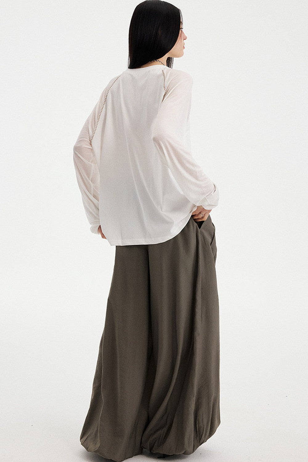 Bow Floral Spliced Long Sleeve Top