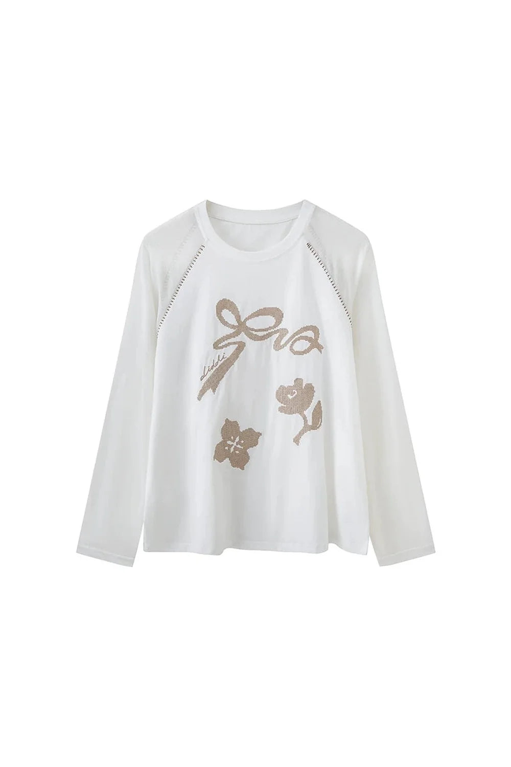 Bow Floral Spliced Long Sleeve Top