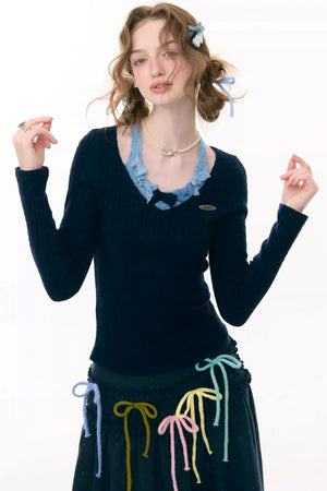 Bow Halter Knit Top