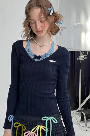 Bow Halter Knit Top