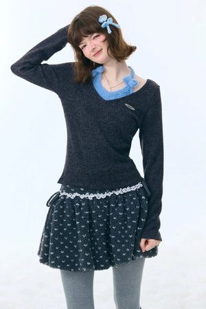 Bow Halter Knitted Top