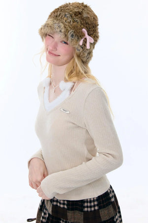 Bow Halter Knitted Top