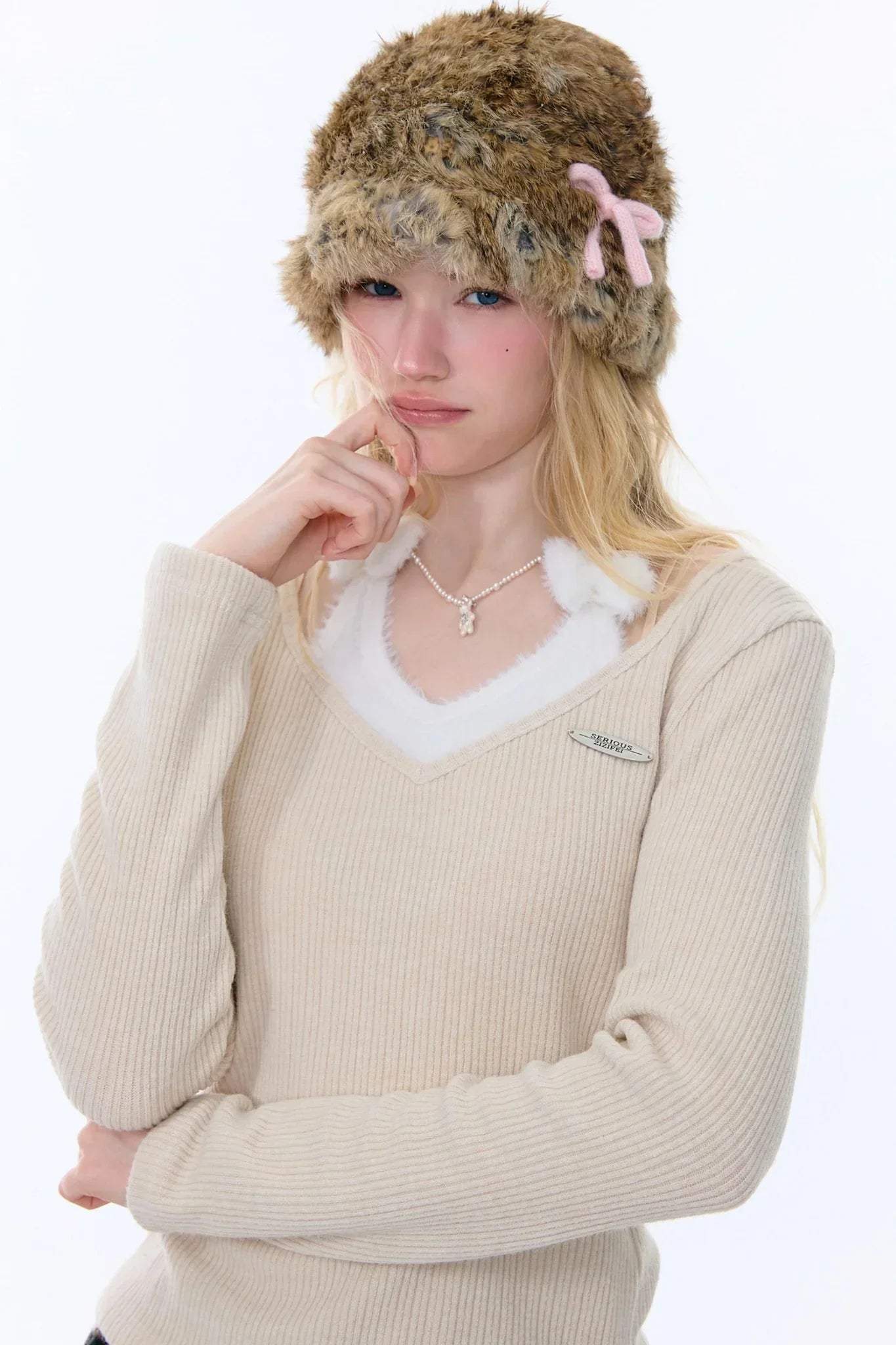 Bow Halter Knitted Top
