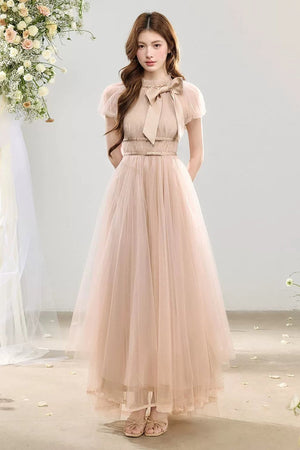 Bow Irregular Hem Tulle Dress