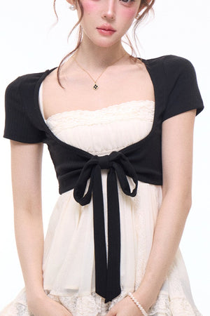 Bow-Knot Cardigan Camisole and Shorts Set-Up