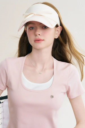Bow-Knot Contrasting Visor Hat