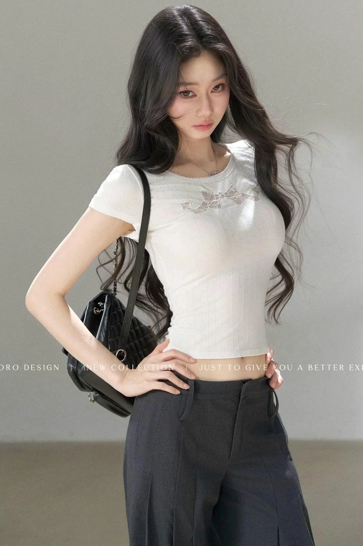 Bow Lace Cutout Short-Sleeve T-Shirt