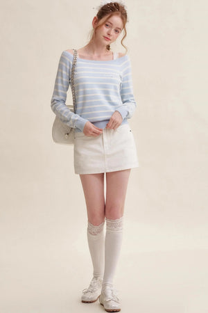 Bow Patch Denim Halter Skirt