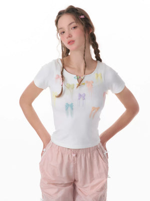 Bow Shoulder Short Sleeve Top