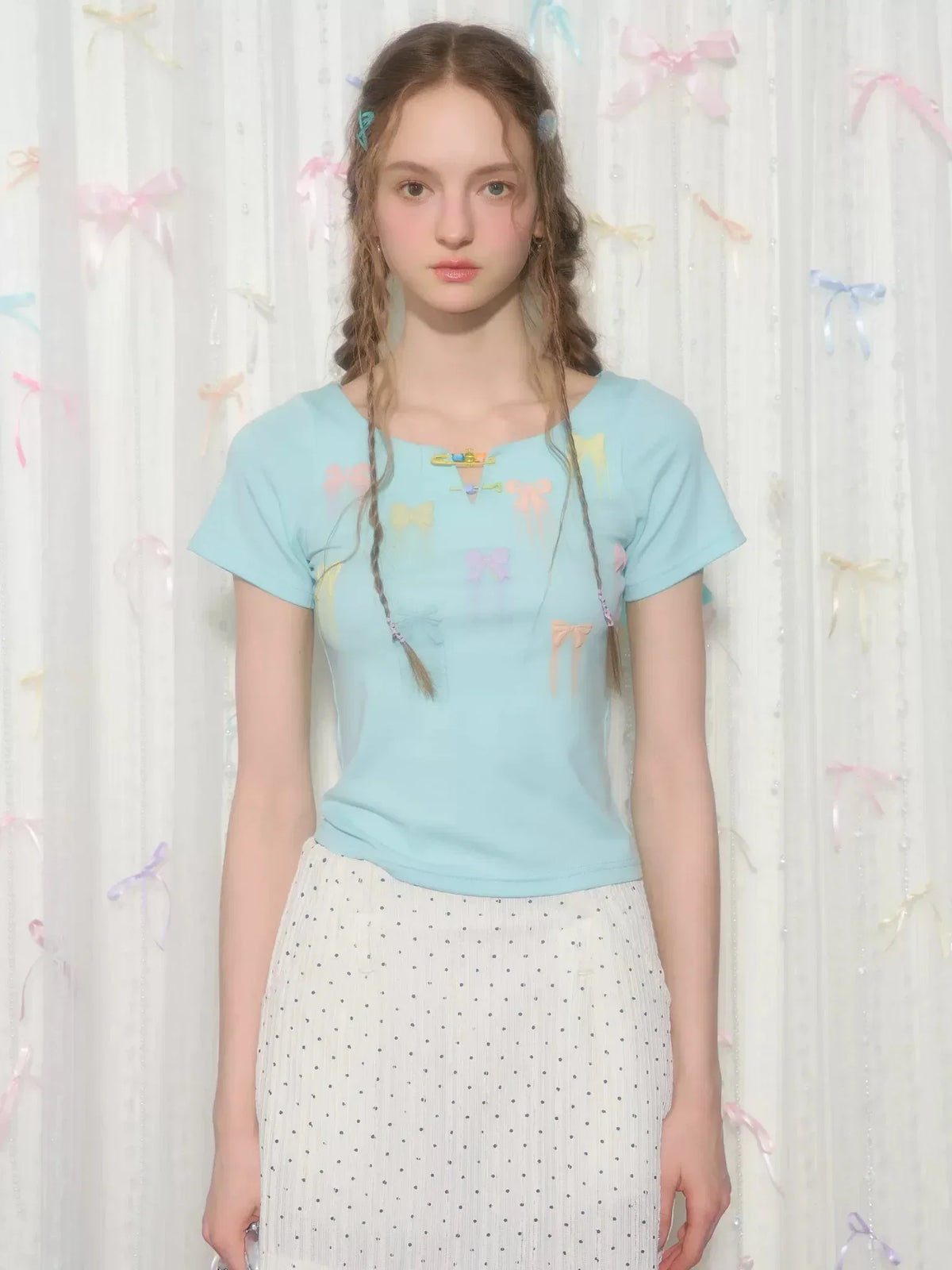 Bow Shoulder Short Sleeve Top