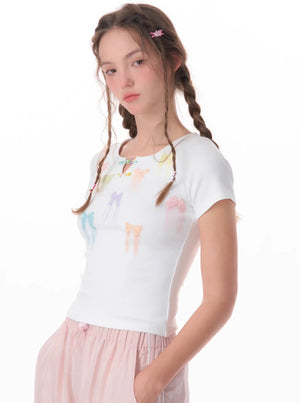 Bow Shoulder Short Sleeve Top