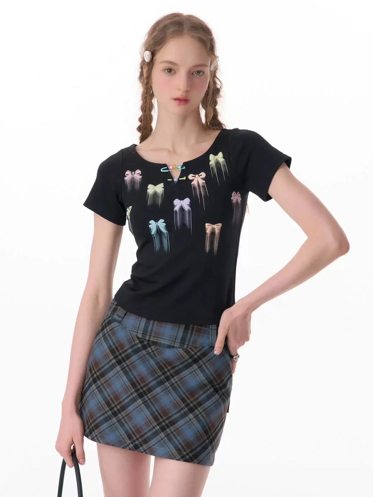 Bow Shoulder Short Sleeve Top