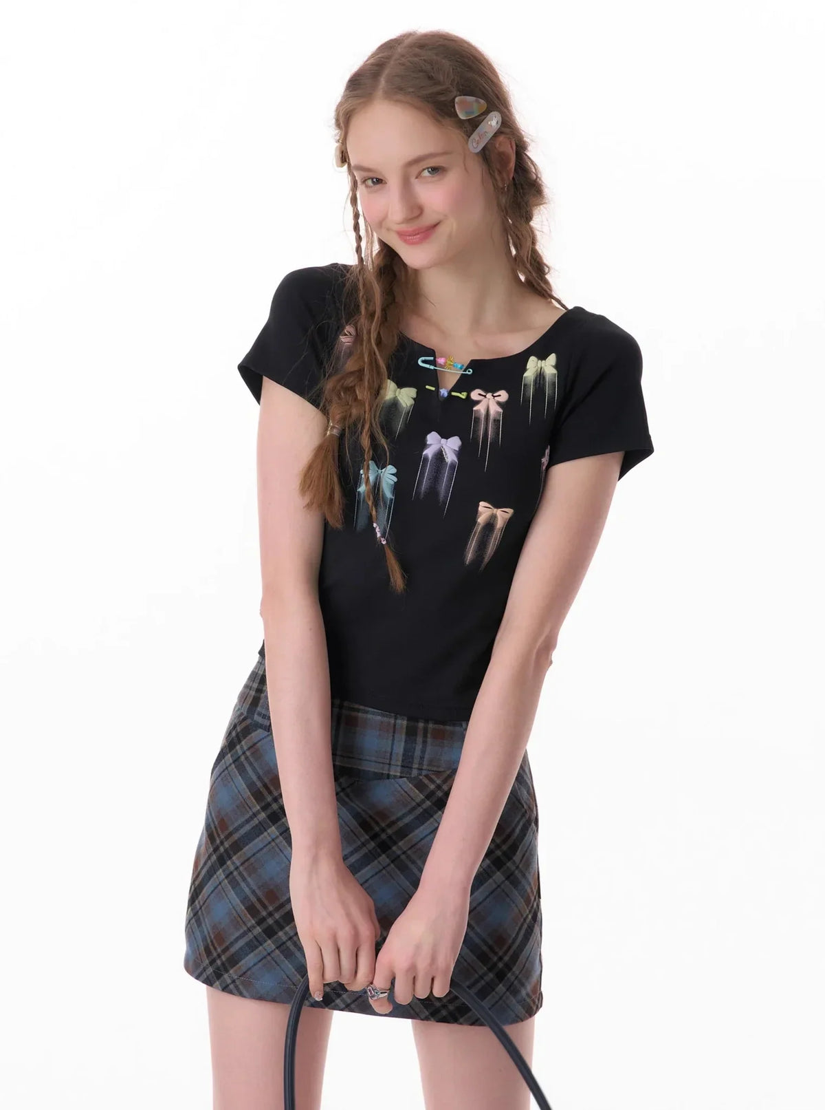 Bow Shoulder Short Sleeve Top