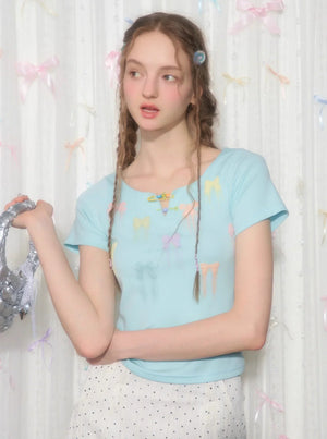 Bow Shoulder Short Sleeve Top