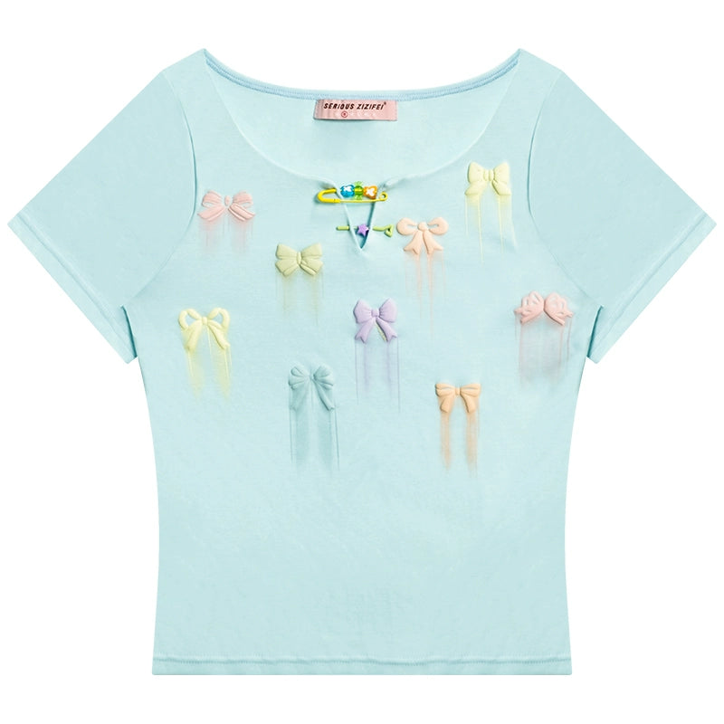 Bow Shoulder Short Sleeve Top