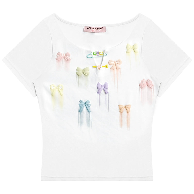 Bow Shoulder Short Sleeve Top