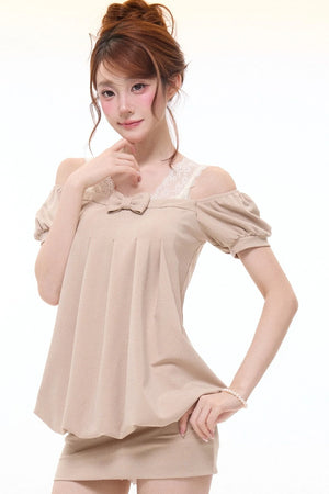 Bow Square-Neck Floral Dress Set-Up