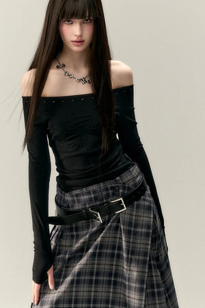 Bow Studded Shoulder Top
