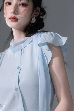 Bow Tie Diagonal Placket Ribbon Dress