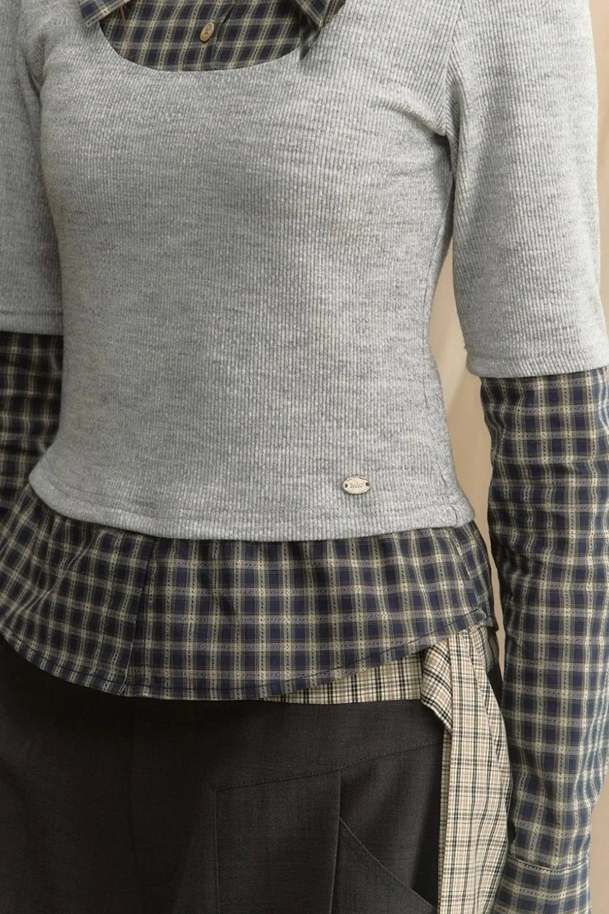 Bow Tie Plaid Slim Shirt