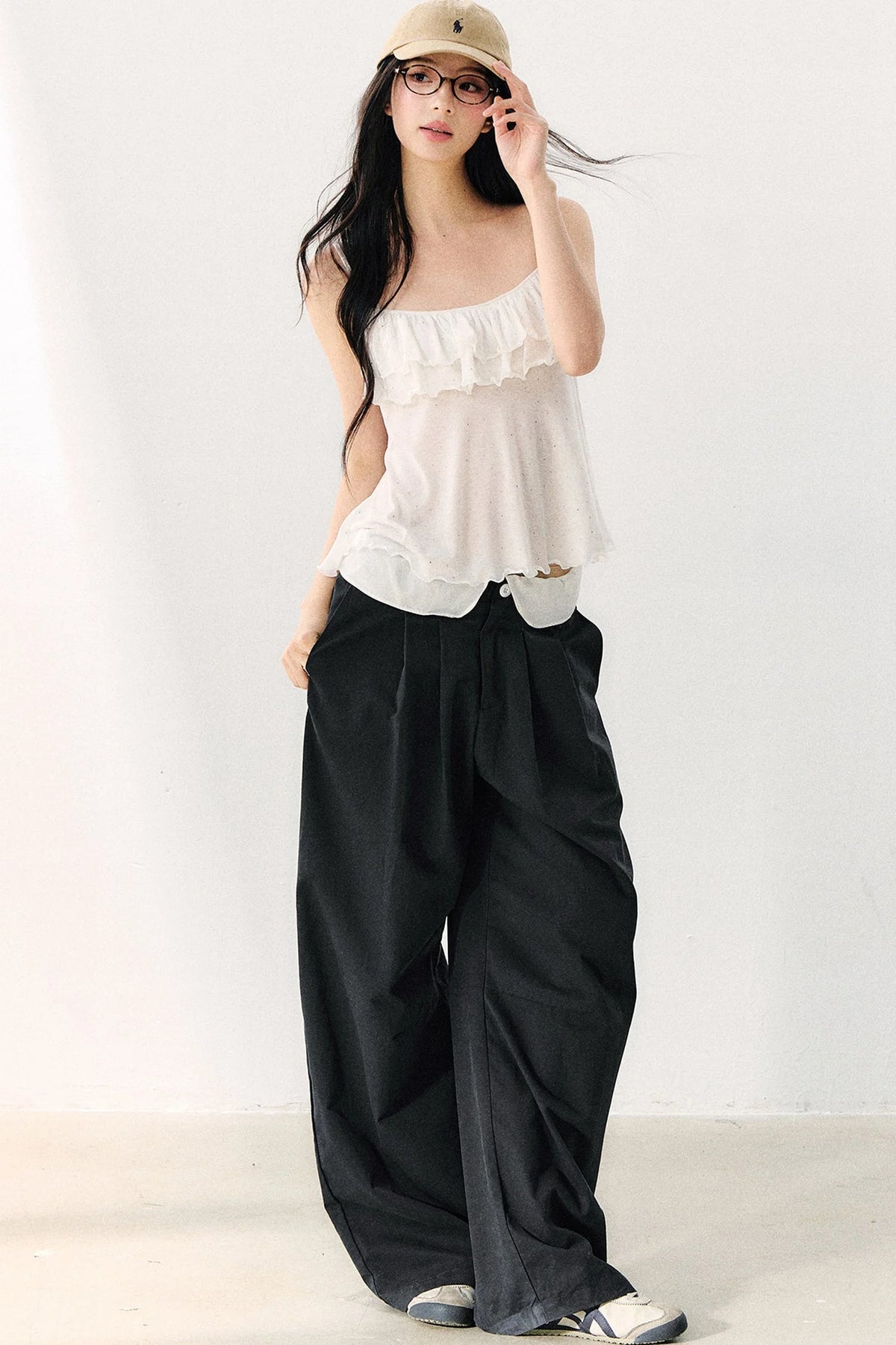 Bow Tie Sheer Cardigan And Camisole Set-Up