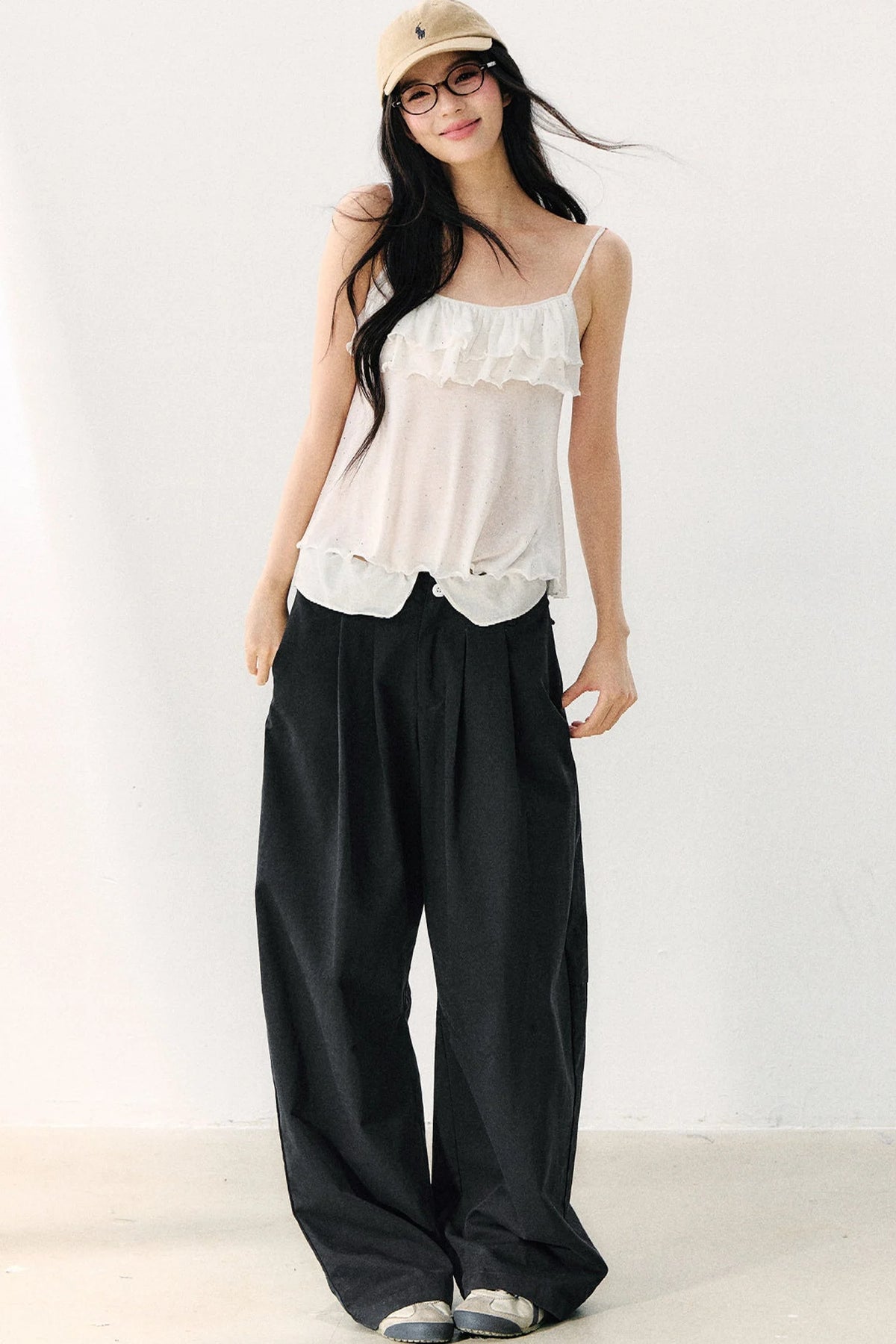 Bow Tie Sheer Cardigan And Camisole Set-Up