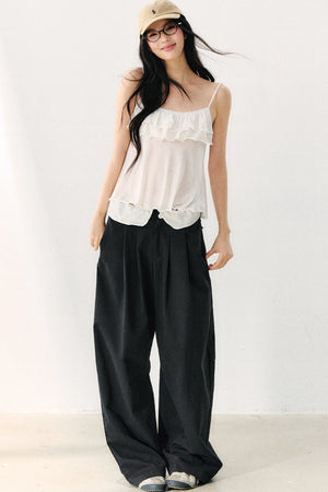 Bow Tie Sheer Cardigan And Camisole Set-Up
